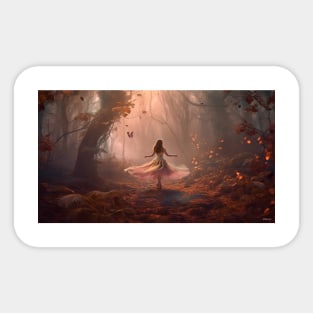 Dancing autumn fairy Sticker